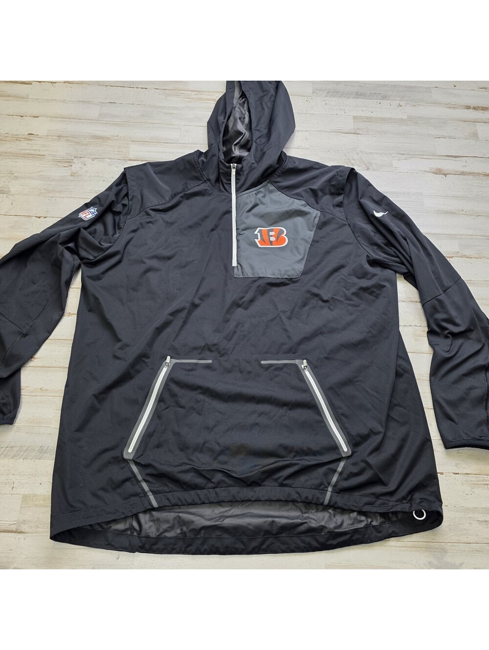 Nike Dri-Fit NFL Cincinnati Bengals XXL Windbreaker Hoodie Jacket On Field